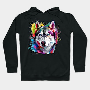 Husky Colorfull Pop Art Design For Dog Onwer Hoodie